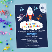 Two The Moon Boy Space Rocket Lift Off 2nd Bday 招待状