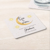 Two The Moon Elegant Gender Neutral 2nd Birthday  スクエアペーパーコースター (アングル)