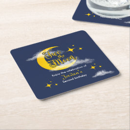 Two The Moon Elegant Gender Neutral 2nd Birthday  スクエアペーパーコースター