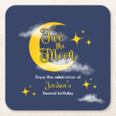 Two The Moon Elegant Gender Neutral 2nd Birthday  スクエアペーパーコースター (正面)