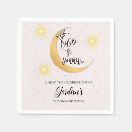 Two The Moon Elegant Gender Neutral 2nd Birthday  スタンダードカクテルナプキン