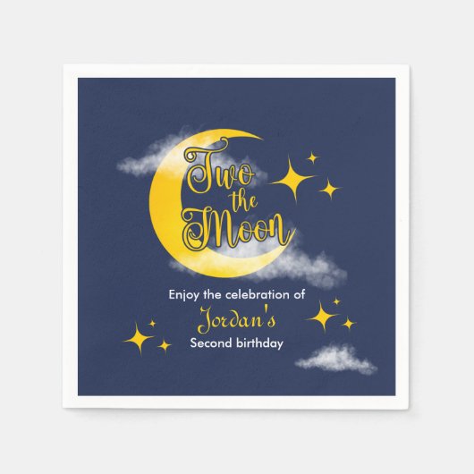 Two The Moon Elegant Gender Neutral 2nd Birthday  スタンダードカクテルナプキン (正面)