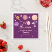 Two The Moon Girl Space Pink Planets 2nd Bday スタンダードカクテルナプキン (インサイチュ)