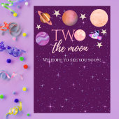 Two The Moon Girl Space Pink Planets 2nd Bday 招待状