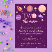 Two The Moon Girl Space Pink Planets 2nd Bday 招待状