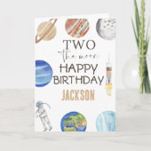 Two The Moon | Modern Space 2nd Birthday Décor カード (正面)