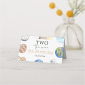 Two The Moon | Modern Space 2nd Birthday Décor プレイスカード (裏面)