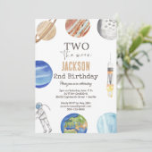 Two The Moon | Modern Space 2nd Birthday Décor 招待状 (スタンド正面)