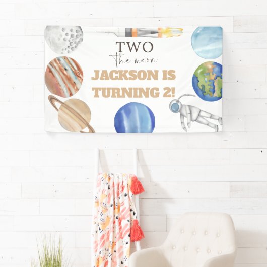 Two The Moon | Modern Space 2nd Birthday Décor 横断幕 (インサイチュ)