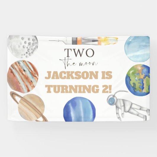 Two The Moon | Modern Space 2nd Birthday Décor 横断幕 (横)