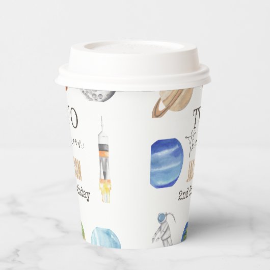 Two The Moon | Modern Space 2nd Birthday Décor 紙コップ (左)