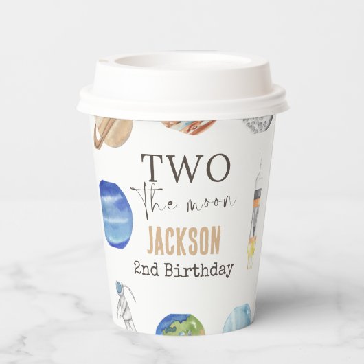 Two The Moon | Modern Space 2nd Birthday Décor 紙コップ (裏面)