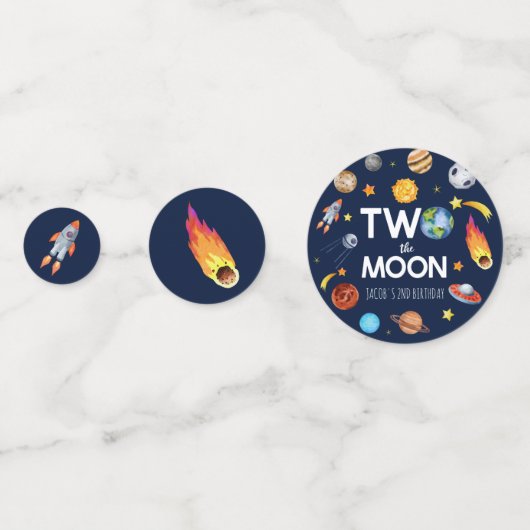 Two The Moon Outer Space Planet誕生日パーティー コンフェッティ (裏面)