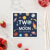 Two The Moon Outer Space Planet誕生日パーティー スタンダードカクテルナプキン (インサイチュ)
