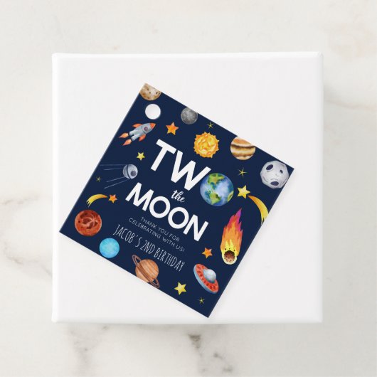 Two The Moon Outer Space Planet誕生日パーティー フェイバータグ (インサイチュ)