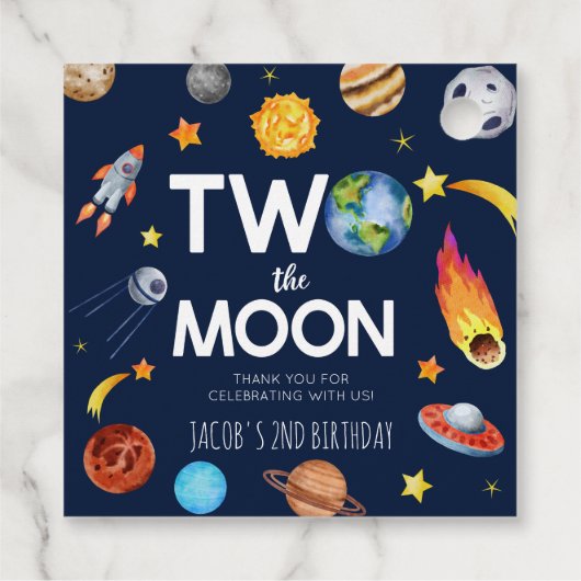 Two The Moon Outer Space Planet誕生日パーティー フェイバータグ (裏面)