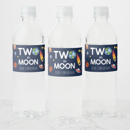 Two The Moon Outer Space Planet誕生日パーティー ペットボトルラベル (ボトル)