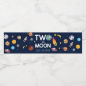 Two The Moon Outer Space Planet誕生日パーティー ペットボトルラベル (シングルラベル)