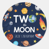 Two The Moon Outer Space Planet誕生日パーティー ラウンドシール (正面)