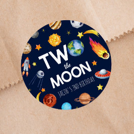 Two The Moon Outer Space Planet誕生日パーティー ラウンドシール