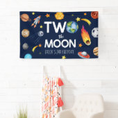 Two The Moon Outer Space Planet誕生日パーティー 横断幕 (インサイチュ)