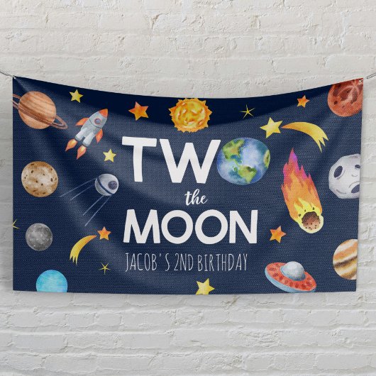 Two The Moon Outer Space Planet誕生日パーティー 横断幕