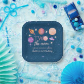 Two The Moon  Outer Space Ship Planets 2nd Bday ペーパープレート (パーティー)