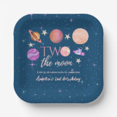 Two The Moon  Outer Space Ship Planets 2nd Bday ペーパープレート (正面)