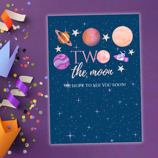 Two The Moon Outer Space Ship Planets 2nd Bday 招待状