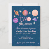 Two The Moon Outer Space Ship Planets 2nd Bday 招待状 (正面)