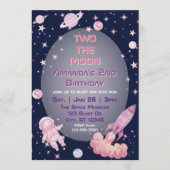 Two The Moon, Pink Purple Space 2nd Birthday 招待状 (正面)