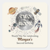 Two The Moon Planets Gender Neutral 2nd Birthday  スクエアシール (正面)