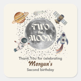 Two The Moon Planets Gender Neutral 2nd Birthday  スクエアシール