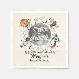 Two The Moon Planets Gender Neutral 2nd Birthday  スタンダードカクテルナプキン