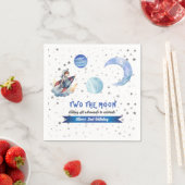 Two The Moon Rocket Space Blue Boy 2nd Birthday  スタンダードカクテルナプキン (インサイチュ)