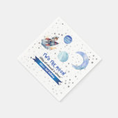 Two The Moon Rocket Space Blue Boy 2nd Birthday  スタンダードカクテルナプキン (角)