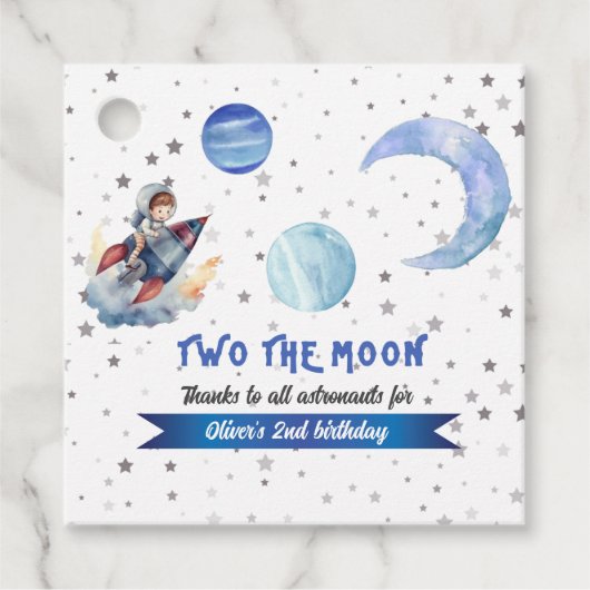 Two The Moon Rocket Space Blue Boy 2nd Birthday  フェイバータグ (正面)