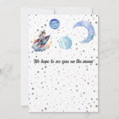 Two The Moon Rocket Space Blue Boy 2nd Birthday  招待状 (裏面)