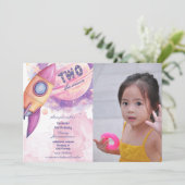 Two The Moon Space Ship 2nd Photo Pink Birthday  招待状 (スタンド正面)