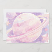 Two The Moon Space Ship 2nd Photo Pink Birthday  招待状 (裏面)