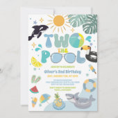 Two The Pool Pool Party Summer 2nd Birthday 招待状 (正面)