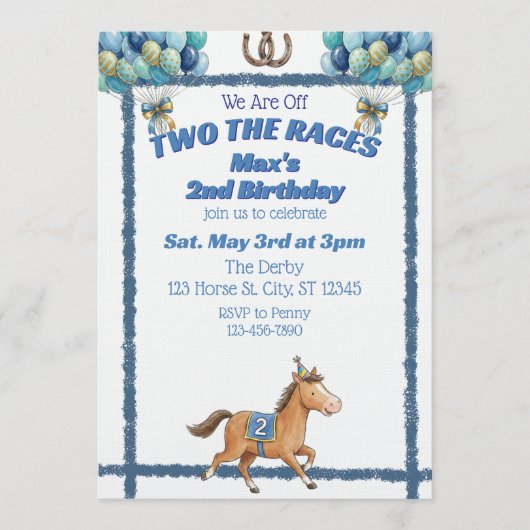 Two The Races, Blue Horse 2nd Birthday 招待状 (正面)