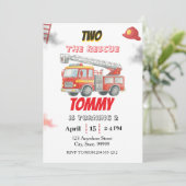 Two the Rescue 2nd Birthday Invitation Firetruck 招待状 (スタンド正面)