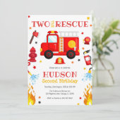 Two the Rescue Firetruck 2nd Birthday Invitation 招待状 (スタンド正面)