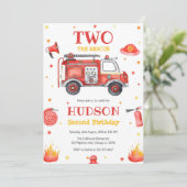 Two the Rescue Firetruck 2nd Birthday Invitation 招待状 (スタンド正面)