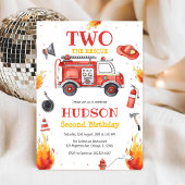 Two the Rescue Firetruck 2nd Birthday Invitation 招待状