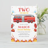 Two the Rescue Firetruck 2nd Birthday Invitation 招待状 (スタンド正面)