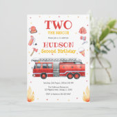 Two the Rescue Firetruck 2nd Birthday Invitation 招待状 (スタンド正面)