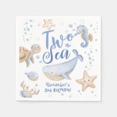 TWO The Sea 2nd Birthday Boy Blueかわいい海 スタンダードカクテルナプキン (正面)