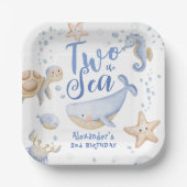 TWO The Sea 2nd Birthday Boy Blueかわいい海 ペーパープレート (正面)